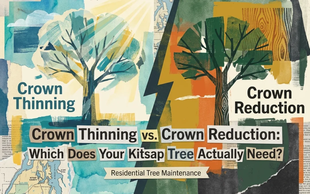 Professional header image for comparison analysis: Crown Thinning vs. Crown Reduction: Which Does Your Kitsa...